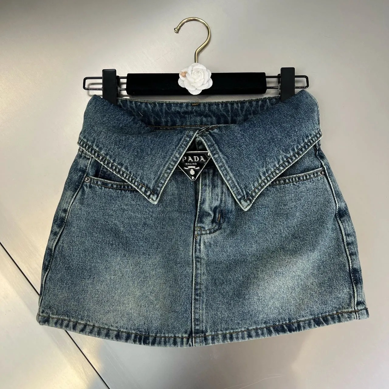 Denim Style 後橡筋前蝴蝶裝飾牛仔棉半裙, Dress/ SK8834 (pink sold out) main image 0